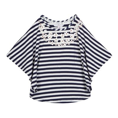 J by Jasper Conran Girls' navy and white striped print cape top